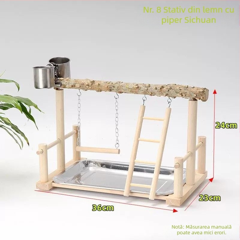Parc de joacă pentru papagali din lemn — leagăn interactiv și jucărie abrazivă pentru gheare, accesorii pentru cușcă, brand Penta forest, origine Shandong