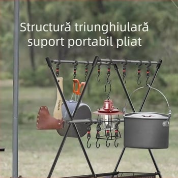 Suport triunghiular pliabil pentru camping, uscător de haine, din aliaj de aluminiu ușor, depozitare în aer liber, portabil