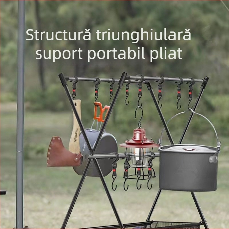 Suport triunghiular pliabil pentru camping, uscător de haine, din aliaj de aluminiu ușor, depozitare în aer liber, portabil