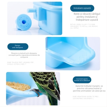 Hrănitor automat pentru papagali, recipient din plastic pentru hrană, set 50 buc., marca Weibi, compatibil cu acvariu, cupă de hrănire anti-vărsare