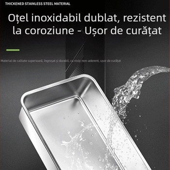 Cutie pentru nisip de pisică - complet închisă, anti-stropire, demontabilă, ușor de curățat, oțel inoxidabil + ABS