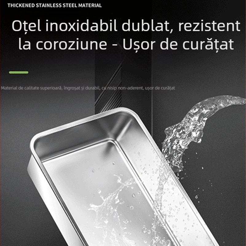 Cutie pentru nisip de pisică - complet închisă, anti-stropire, demontabilă, ușor de curățat, oțel inoxidabil + ABS