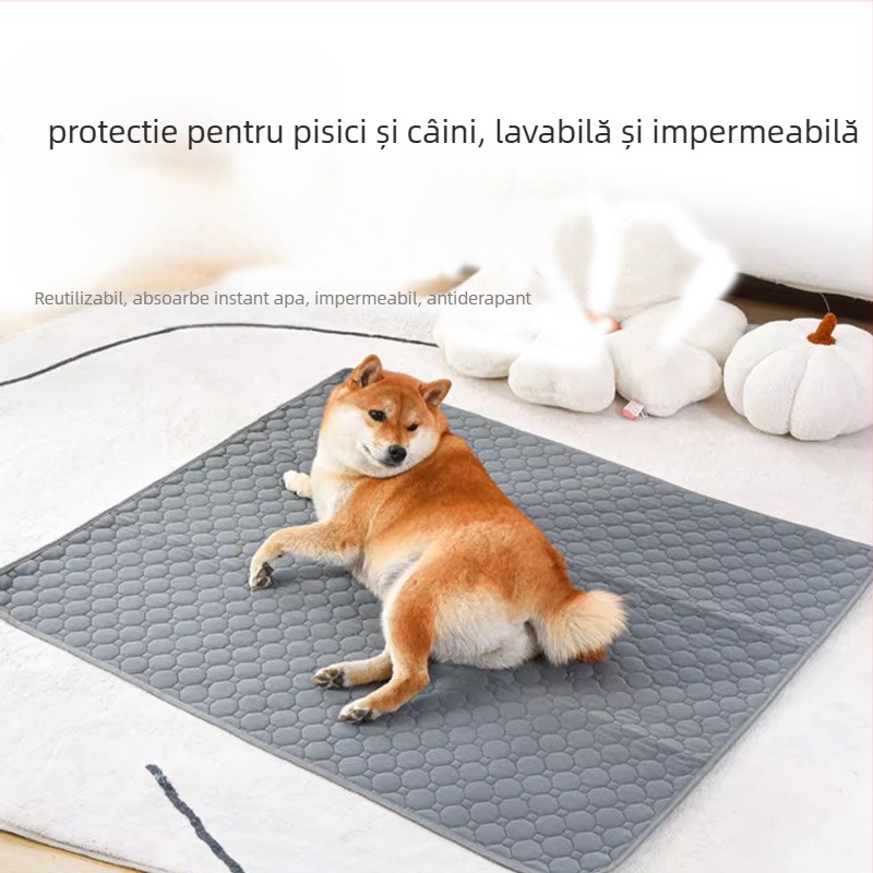 Covoraș pentru urină pentru câini și pisici, reutilizabil, lavabil, impermeabil, cu bază antiderapantă (materiale: plasă țesătură + bumbac + strat impermeabil + suprafață antiderapantă)
