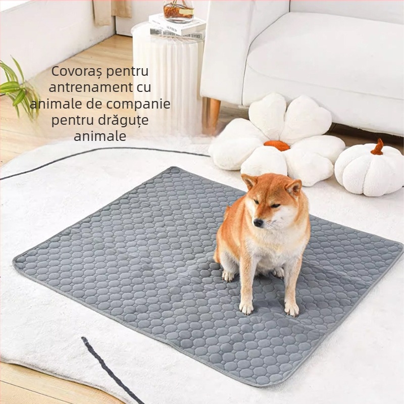 Covoraș pentru urină pentru câini și pisici, reutilizabil, lavabil, impermeabil, cu bază antiderapantă (materiale: plasă țesătură + bumbac + strat impermeabil + suprafață antiderapantă)