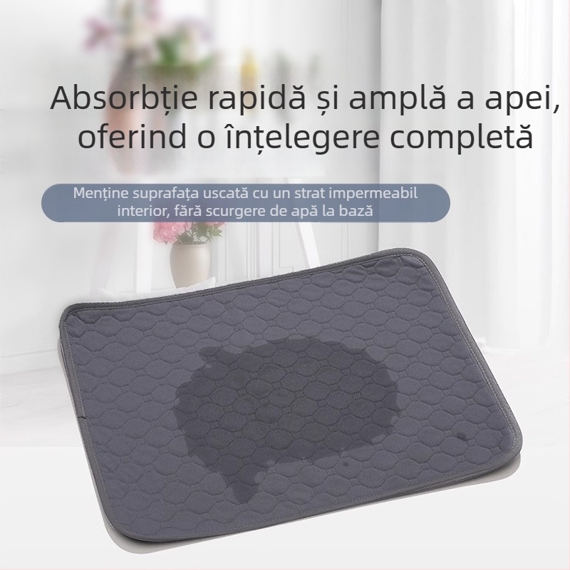 Covoraș pentru urină pentru câini și pisici, reutilizabil, lavabil, impermeabil, cu bază antiderapantă (materiale: plasă țesătură + bumbac + strat impermeabil + suprafață antiderapantă)