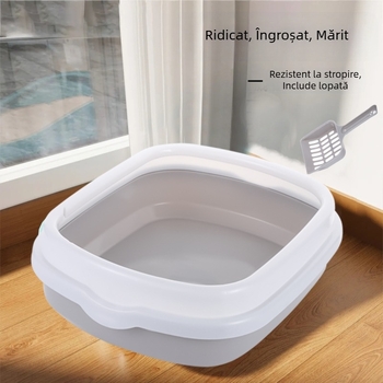 Lingură pentru nisip de pisică, design semiînchis, anti-stropire, detașabilă și lavabilă, PP