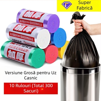 Pungi de gunoi negre, pe rol, pentru uz casnic, groase, colorate, de unică folosință