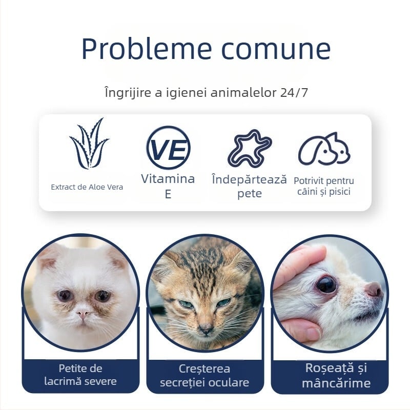 Duolai ammon Șervețele umede pentru animale de companie — pentru pisici și câini, îngrijire a ochilor și urechilor, țesătură nețesută, curățare, utilizare universală