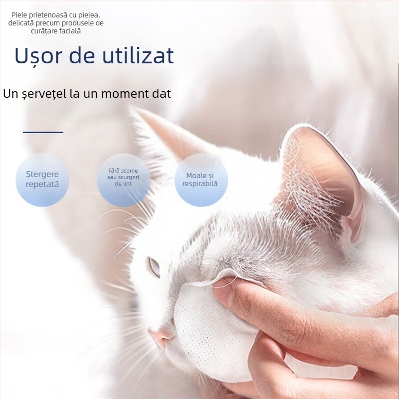 Duolai ammon Șervețele umede pentru animale de companie — pentru pisici și câini, îngrijire a ochilor și urechilor, țesătură nețesută, curățare, utilizare universală