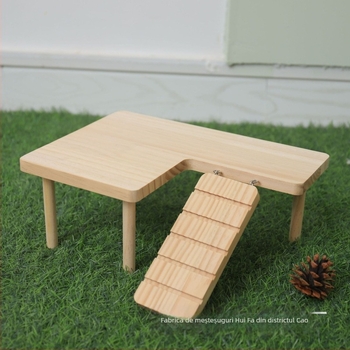 Platformă din lemn cu două etaje pentru hamsteri și arici • Material: lemn • Brand: Huifa • Categorie: Echipamente pentru animale de companie