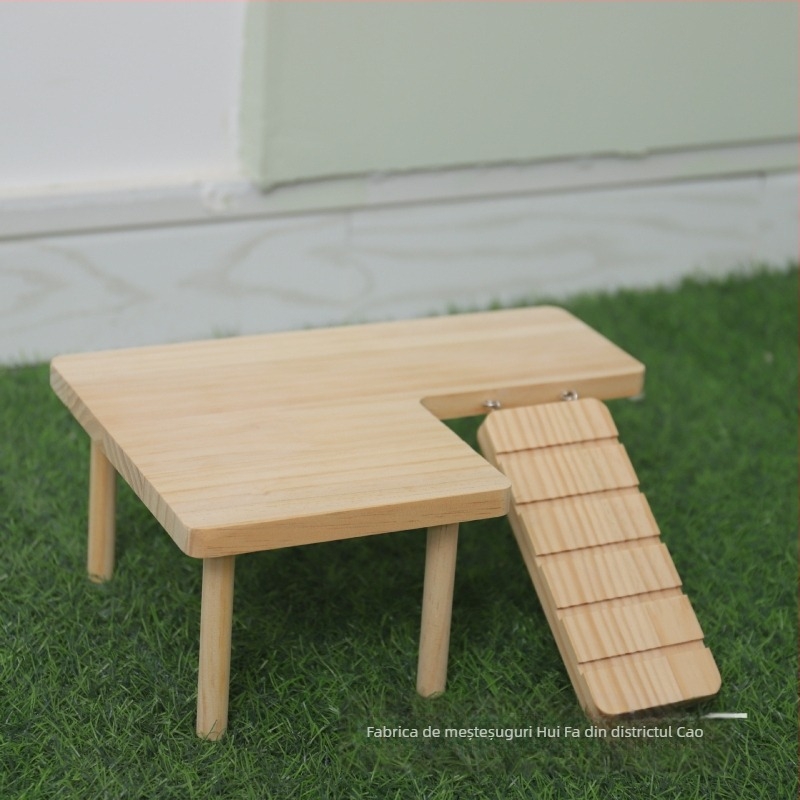 Platformă din lemn cu două etaje pentru hamsteri și arici • Material: lemn • Brand: Huifa • Categorie: Echipamente pentru animale de companie