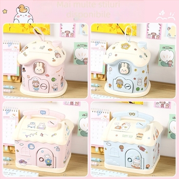 Meow Ear Pușculiță din plastic pentru copii – stil desen animat, ambalaj blister