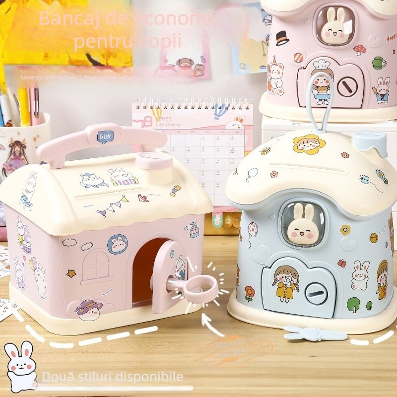 Meow Ear Pușculiță din plastic pentru copii – stil desen animat, ambalaj blister