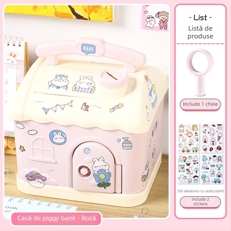 Meow Ear Pușculiță din plastic pentru copii – stil desen animat, ambalaj blister