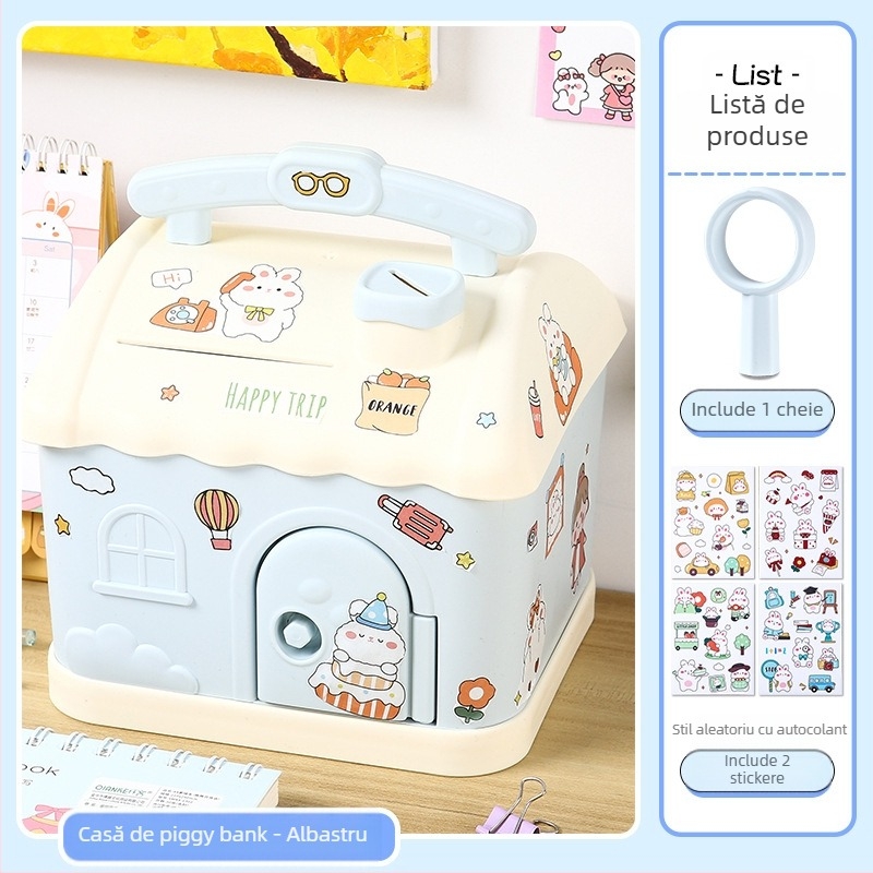 Meow Ear Pușculiță din plastic pentru copii – stil desen animat, ambalaj blister