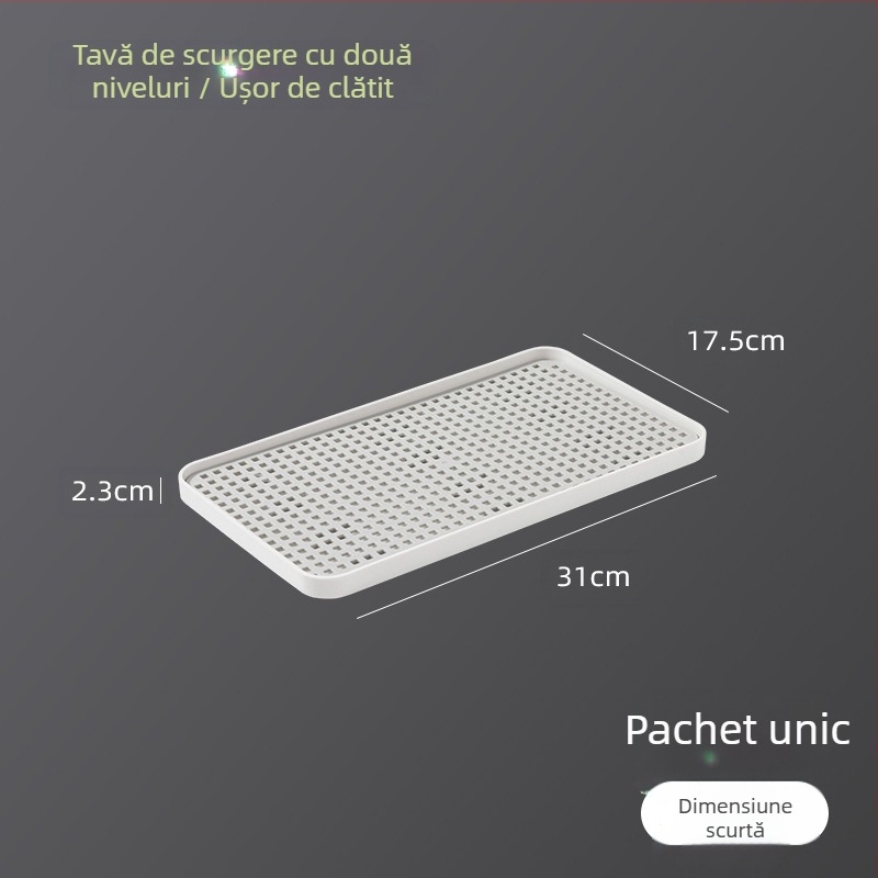 Tavă de ceai cu drenaj, dublă, din plastic, stil minimalist Nordic, dreptunghiulară