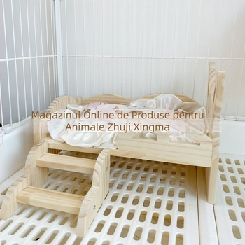 Cuib din lemn pentru iepuri și porcușori de Guineea, cu scări, pentru toate anotimpurile