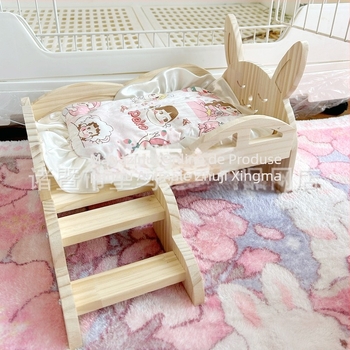 Cuib din lemn pentru iepuri și porcușori de Guineea, cu scări, pentru toate anotimpurile