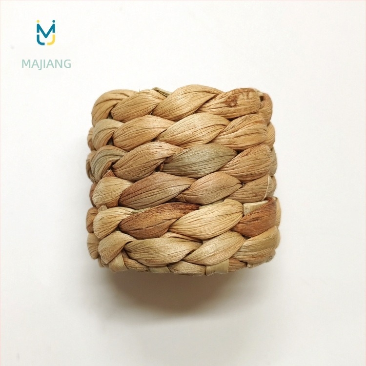 Inel pentru șervețele, tricotat manual din Hu Lu iarbă, stil simplu, set 1 bucată, ambalaj OPP, pentru masă de hotel