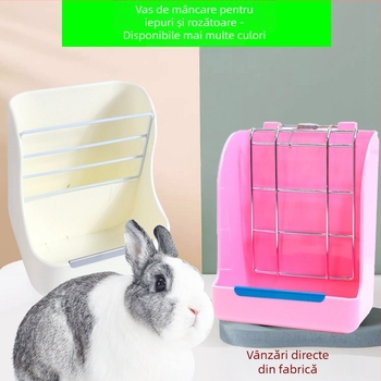 Coș de hrană pentru porcușor de Guinea și iepuri; suport pentru fân (Material: Plastic + plasă de fier; Brand: Sally; Potrivit pentru: porcușori de Guinea, iepuri și alte animale mici)