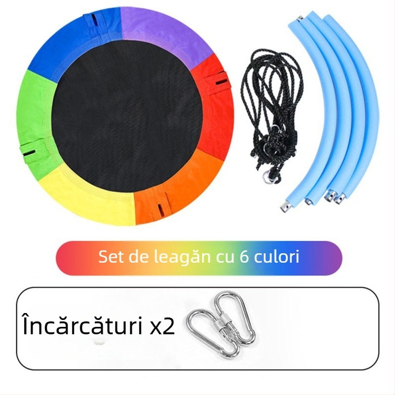Hamac rotund din plasă, cu cuib de păsări, pentru interior/exterior, scaun suspendat dublu pentru copii, țesătură Oxford, sarcină maximă 200 kg