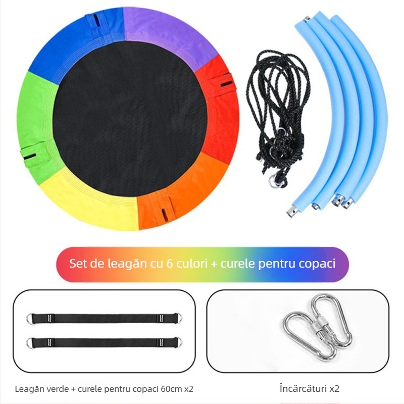 Hamac rotund din plasă, cu cuib de păsări, pentru interior/exterior, scaun suspendat dublu pentru copii, țesătură Oxford, sarcină maximă 200 kg