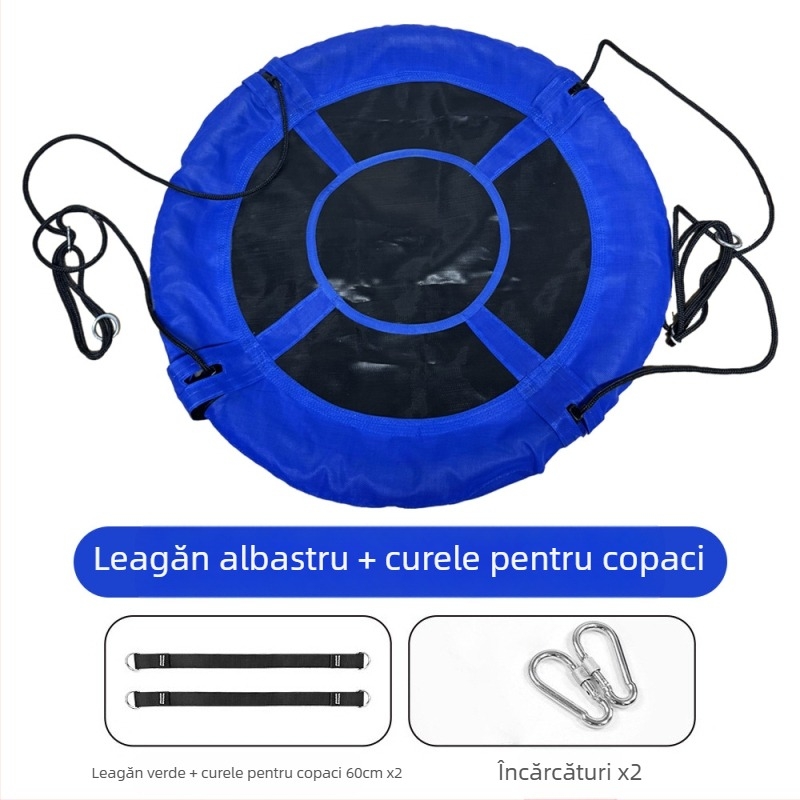 Hamac rotund din plasă, cu cuib de păsări, pentru interior/exterior, scaun suspendat dublu pentru copii, țesătură Oxford, sarcină maximă 200 kg