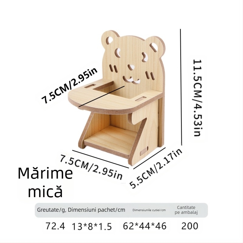 Casă de hamster din lemn cu cuib pentru dormit și vilă cu două etaje — lemn masiv, Pet taro