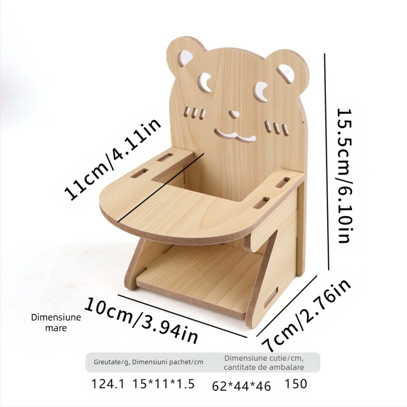 Casă de hamster din lemn cu cuib pentru dormit și vilă cu două etaje — lemn masiv, Pet taro