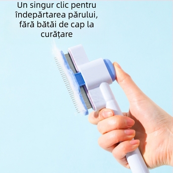 Meow Heart Baby Pieptene pentru animale de companie pentru pisici și câini — oțel inoxidabil, pieptene pentru purici cu dinți auto-curățați