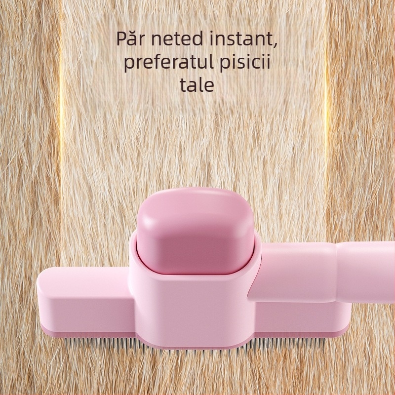 Meow Heart Baby Pieptene pentru animale de companie pentru pisici și câini — oțel inoxidabil, pieptene pentru purici cu dinți auto-curățați