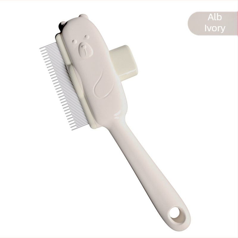 Meow Heart Baby Pieptene pentru animale de companie pentru pisici și câini — oțel inoxidabil, pieptene pentru purici cu dinți auto-curățați