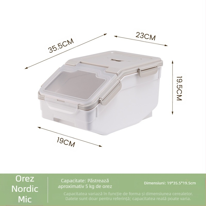 Recipient pentru orez pentru depozitare • protecție împotriva umezelii și insectelor • plastic PP • capacitate peste 10 L • stil modern minimalist