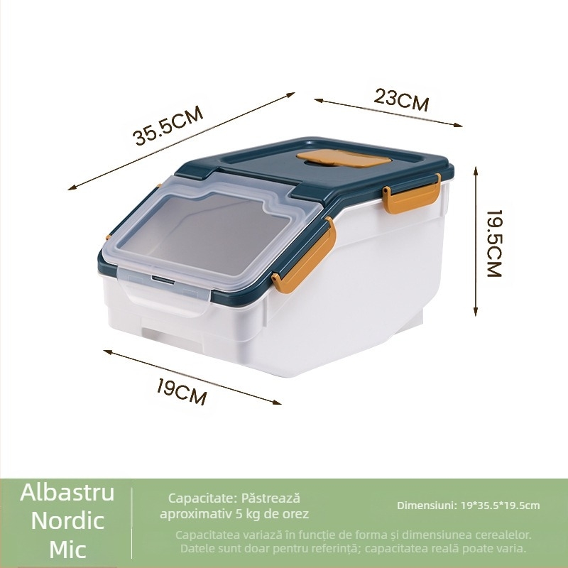 Recipient pentru orez pentru depozitare • protecție împotriva umezelii și insectelor • plastic PP • capacitate peste 10 L • stil modern minimalist