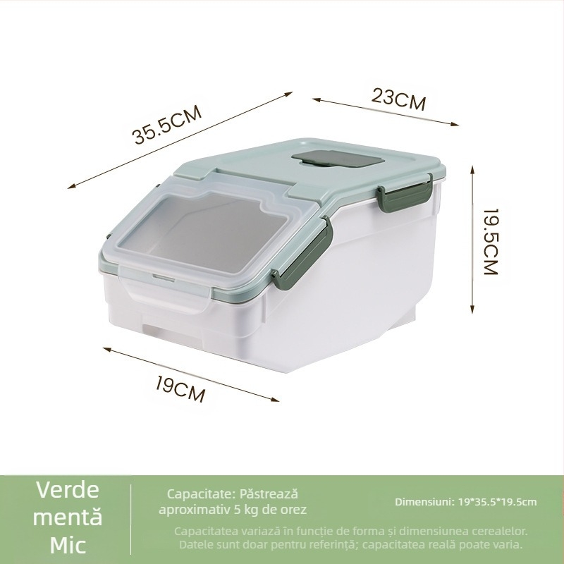 Recipient pentru orez pentru depozitare • protecție împotriva umezelii și insectelor • plastic PP • capacitate peste 10 L • stil modern minimalist