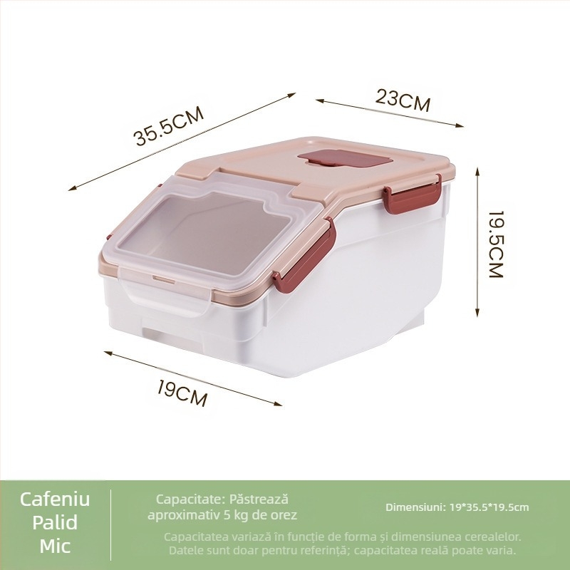 Recipient pentru orez pentru depozitare • protecție împotriva umezelii și insectelor • plastic PP • capacitate peste 10 L • stil modern minimalist