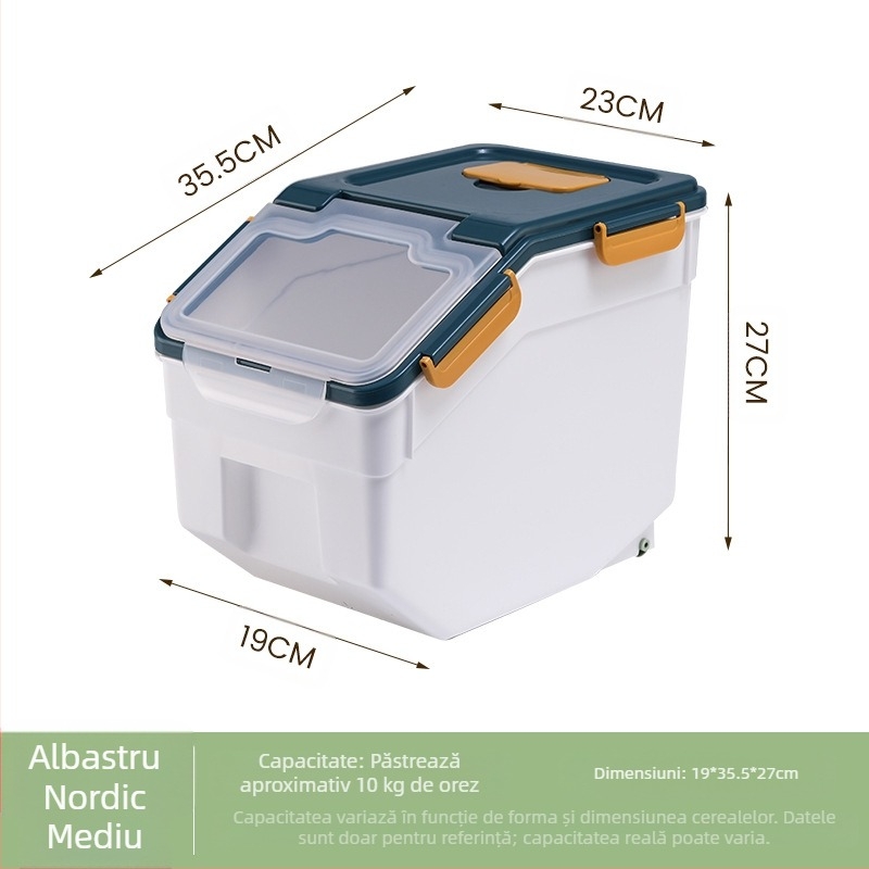 Recipient pentru orez pentru depozitare • protecție împotriva umezelii și insectelor • plastic PP • capacitate peste 10 L • stil modern minimalist