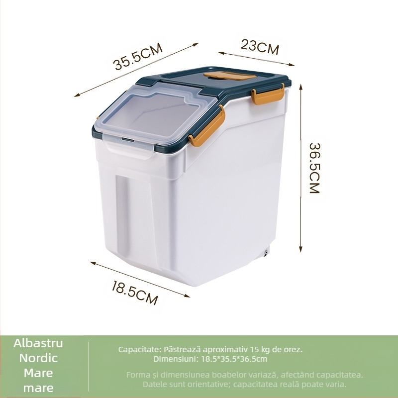 Recipient pentru orez pentru depozitare • protecție împotriva umezelii și insectelor • plastic PP • capacitate peste 10 L • stil modern minimalist