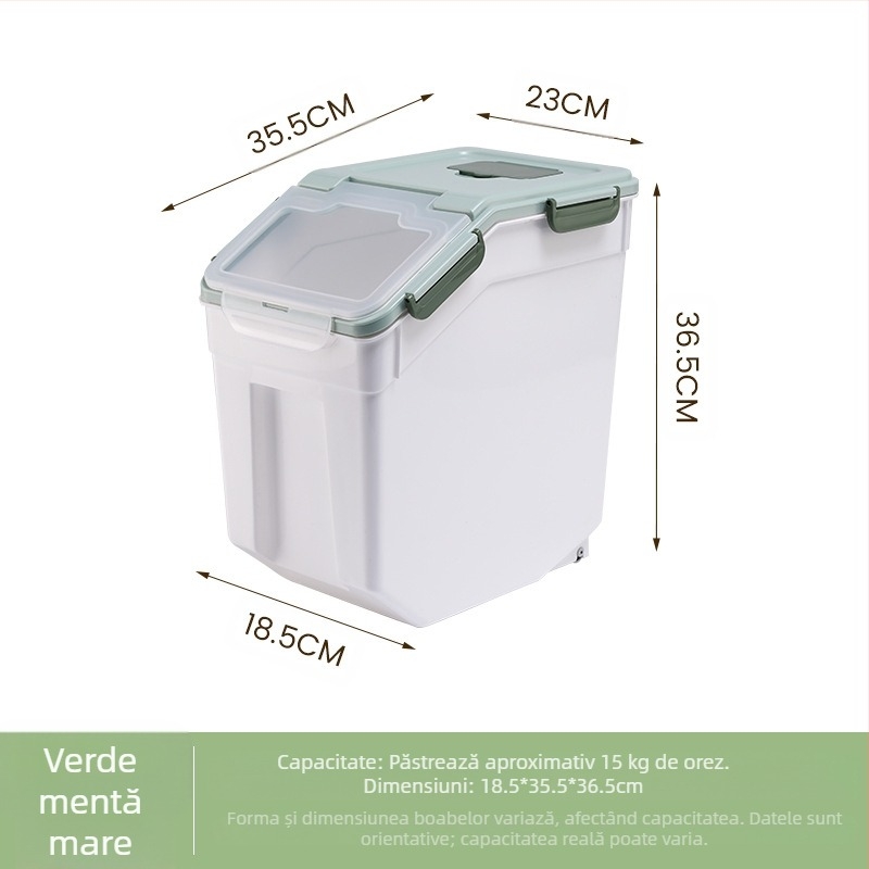 Recipient pentru orez pentru depozitare • protecție împotriva umezelii și insectelor • plastic PP • capacitate peste 10 L • stil modern minimalist