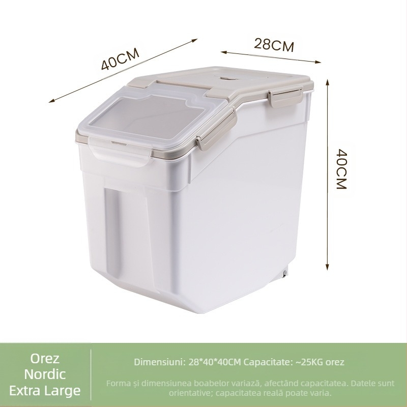 Recipient pentru orez pentru depozitare • protecție împotriva umezelii și insectelor • plastic PP • capacitate peste 10 L • stil modern minimalist