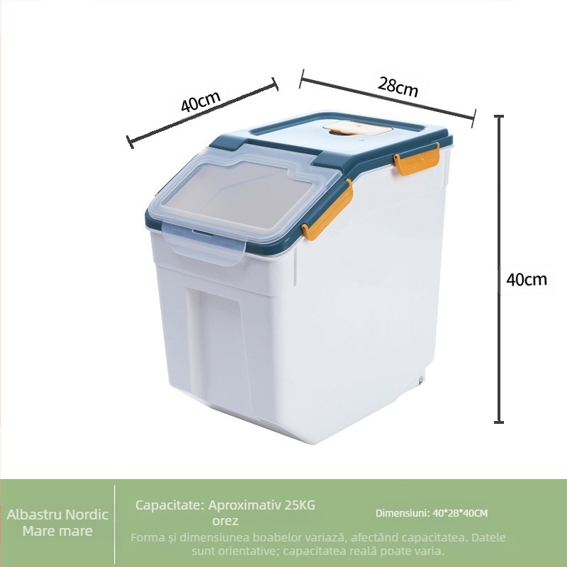 Recipient pentru orez pentru depozitare • protecție împotriva umezelii și insectelor • plastic PP • capacitate peste 10 L • stil modern minimalist