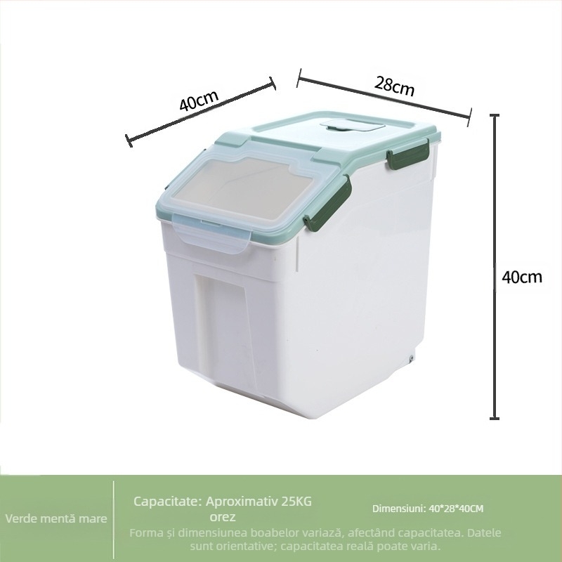 Recipient pentru orez pentru depozitare • protecție împotriva umezelii și insectelor • plastic PP • capacitate peste 10 L • stil modern minimalist