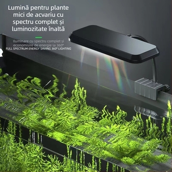Lampă clip pentru plante acvariu, corp din plastic, putere 8W–13W, greutate 0,5 kg