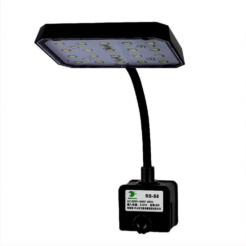 Lampă clip pentru plante acvariu, corp din plastic, putere 8W–13W, greutate 0,5 kg