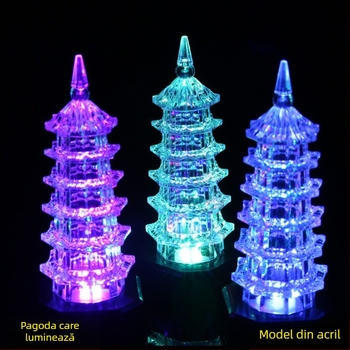 Turn cu pagodă acrilică LED luminos, construcție din plastic, destinat vârstelor 15–35 ani, ambalaj: cutie, categoria 3C: jucării peste 14 ani