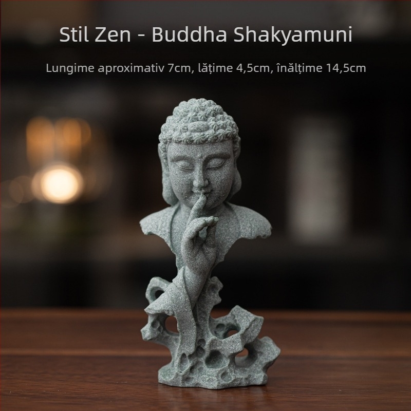 Animal de ceai din piatră de nisip, în stil Zen, cu figurile Sun Wukong și Tathagata, decor pentru masa de ceai din living