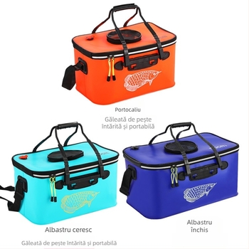 Găleată EVA pliabilă pentru pești vii cu capac transparent – găleată de pescuit și cutie pentru accesorii