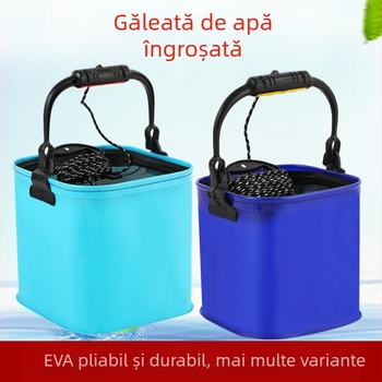 Găleată EVA pliabilă pentru pești vii cu capac transparent – găleată de pescuit și cutie pentru accesorii