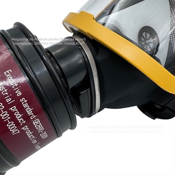 Mască de gaze cu față întreagă din silicon, design cilindric – protecție KN95 pentru gaze toxice, standard GB2890-2009, ambalaj 10 seturi pe cutie