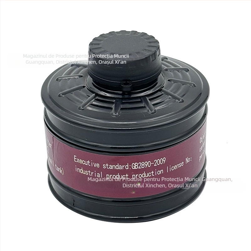 Mască de gaze cu față întreagă din silicon, design cilindric – protecție KN95 pentru gaze toxice, standard GB2890-2009, ambalaj 10 seturi pe cutie